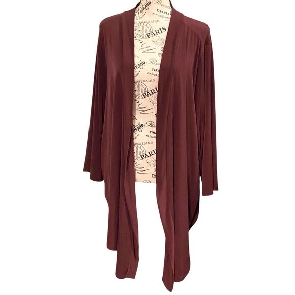 Torrid Open Front Cardigan Wide Sleeve in Color Wine in Size 5X - Picture 2 of 12